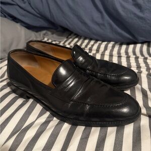 Salvatore Ferragamo Black Leather Penny Loafers